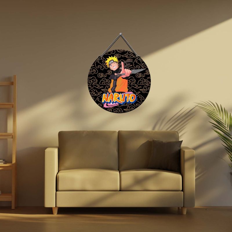 Anime Theme Wooden Wall Hanging for Kids' Bedroom, Living Room & Playrooms Birthday Return Gift For Kids & Anime Lover (Naruto)